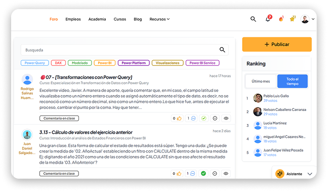 Soporte en el foro exclusivo de estudiantes